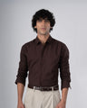 Classic Fused Linen Shirt In Brown