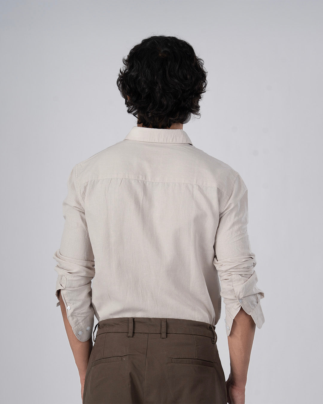 Classic Fused Linen Shirt In Cream