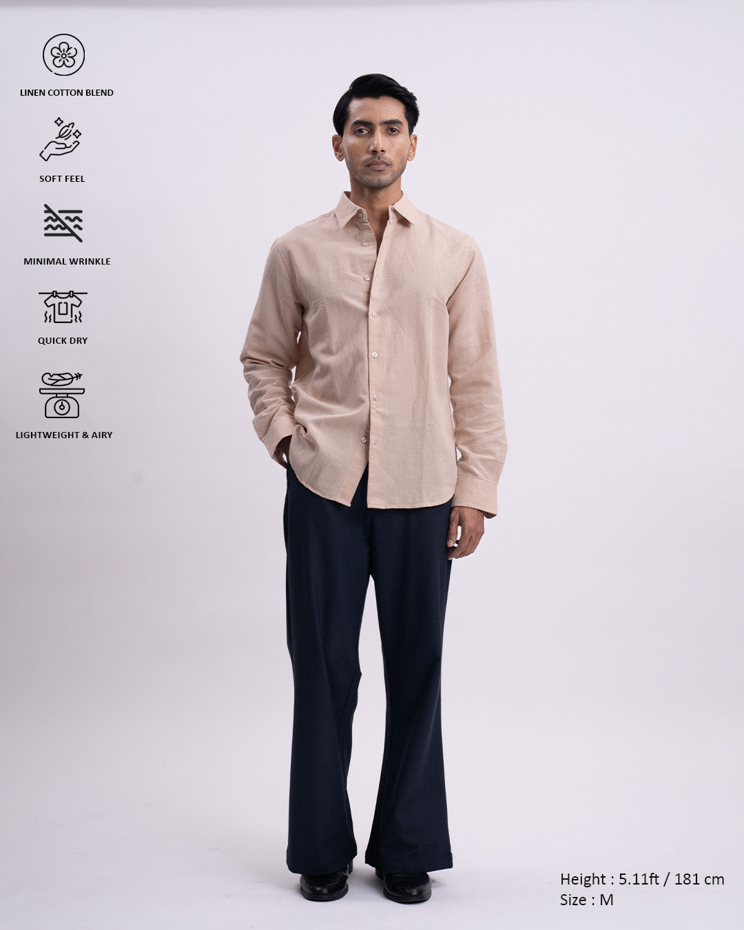 Fused Linen Tailored Shirt In Beige