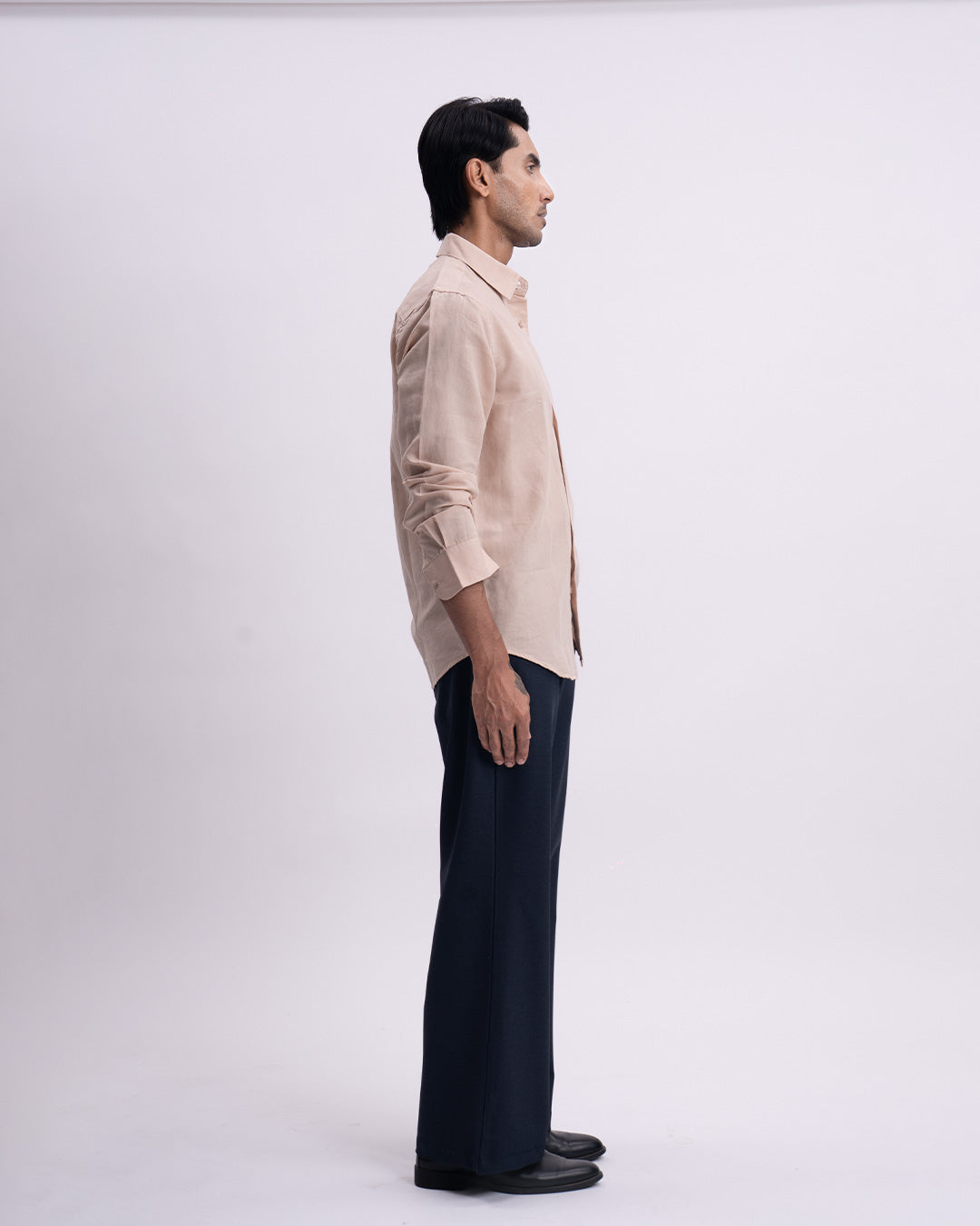Fused Linen Tailored Shirt In Beige