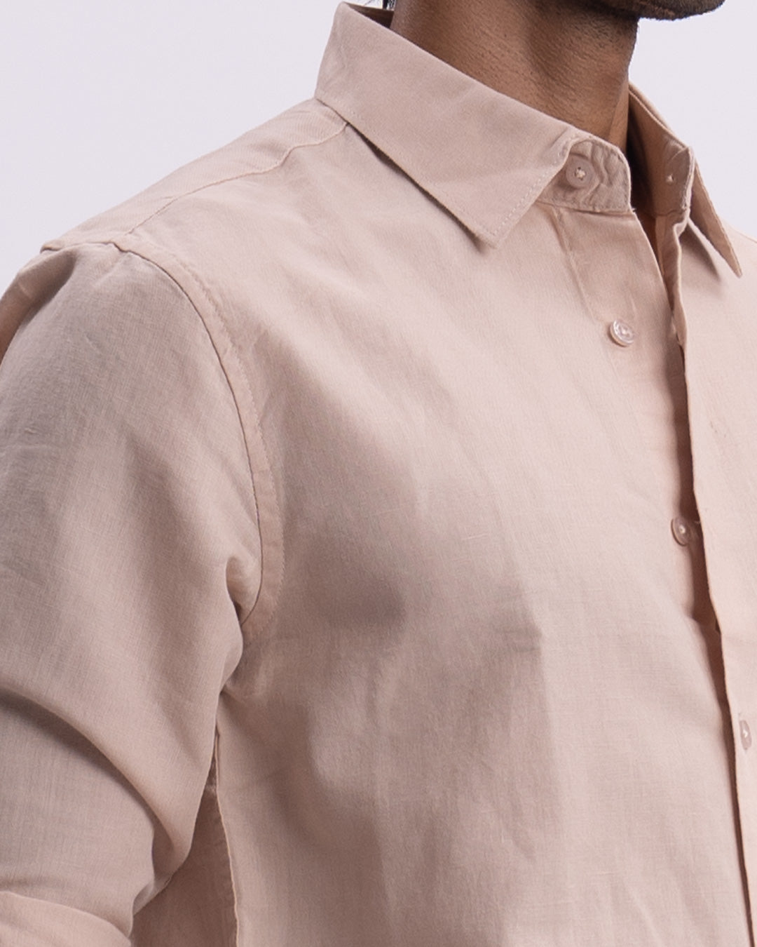 Fused Linen Tailored Shirt In Beige