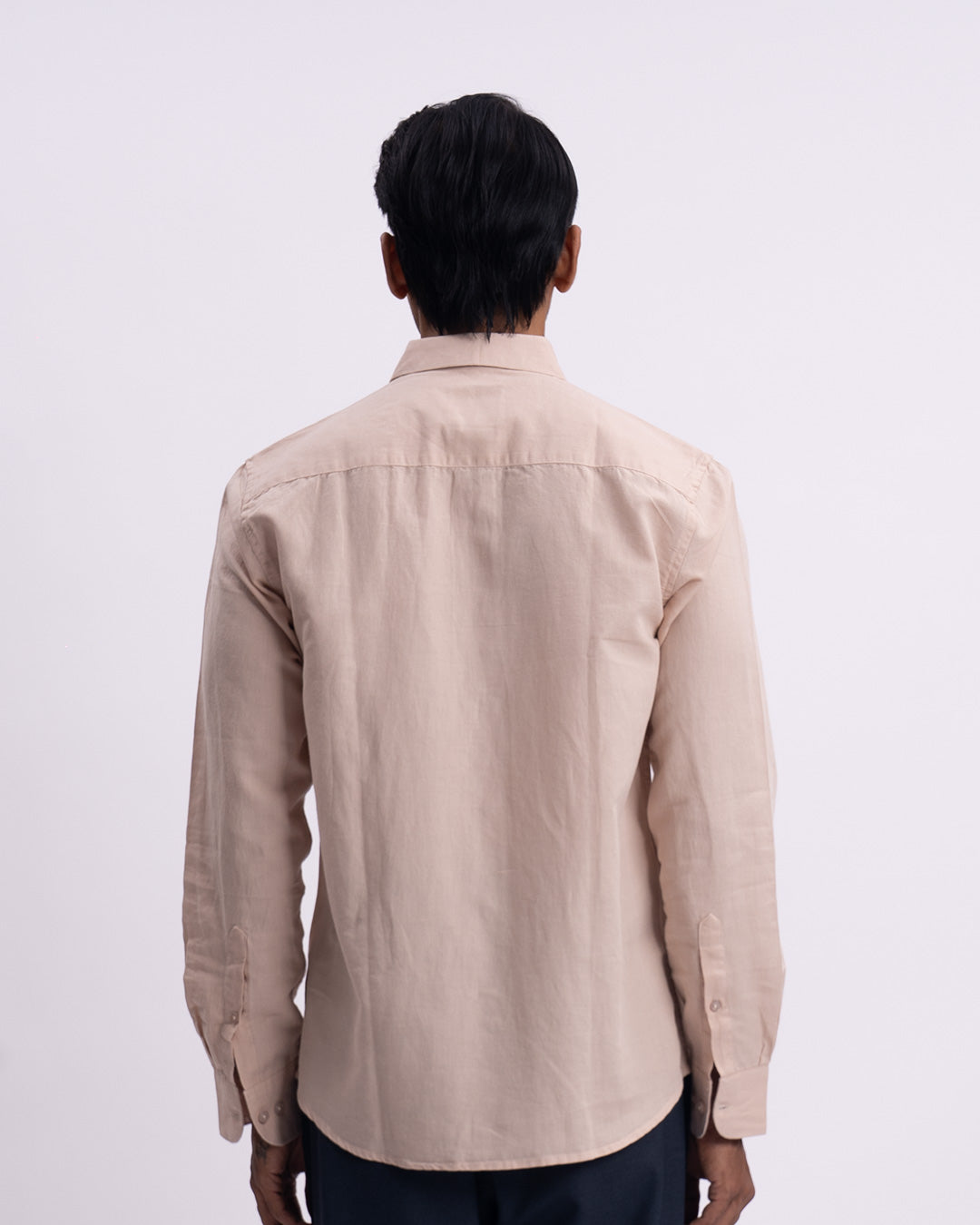 Fused Linen Tailored Shirt In Beige