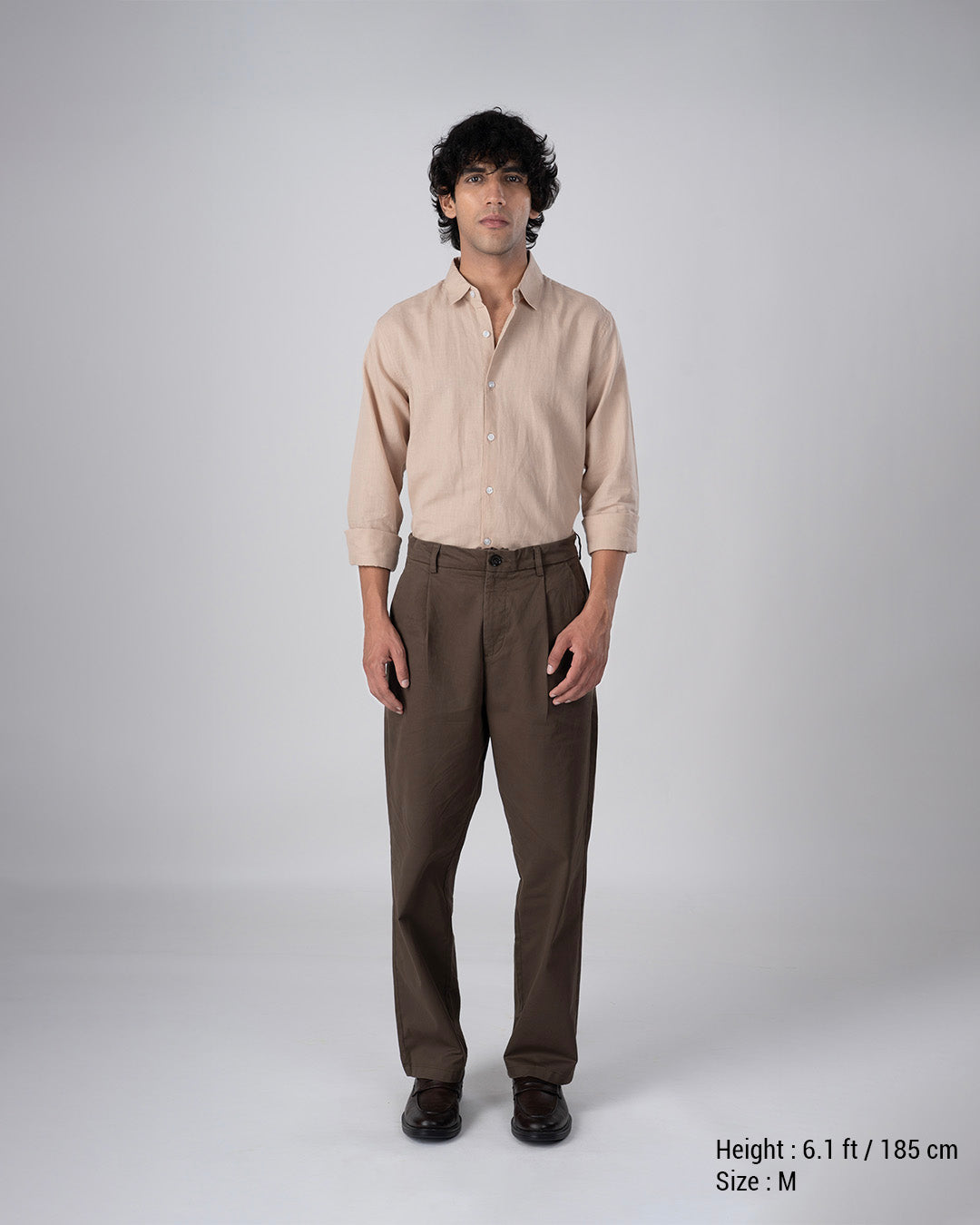 Classic Fused Linen Shirt In Beige