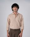 Classic Fused Linen Shirt In Beige