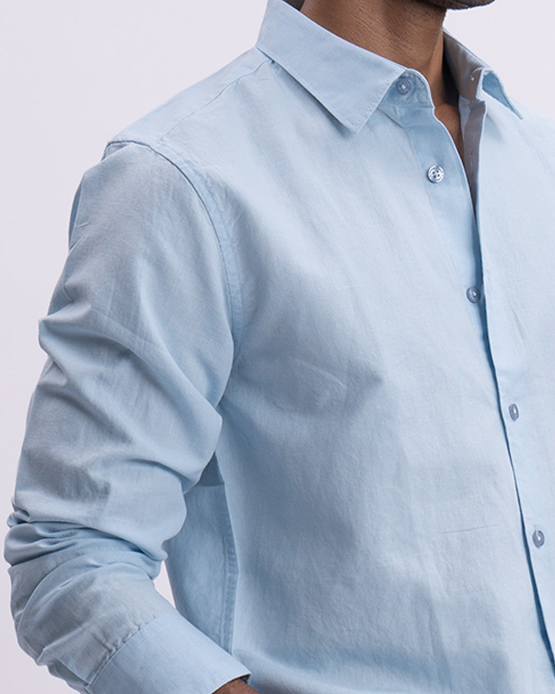 Fused Linen Tailored Shirt In Blue