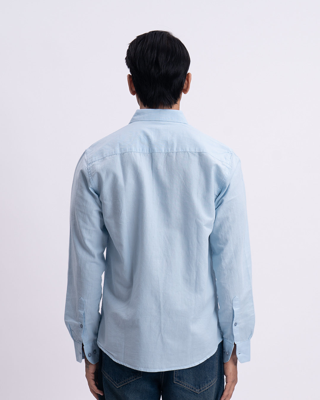 Fused Linen Tailored Shirt In Blue