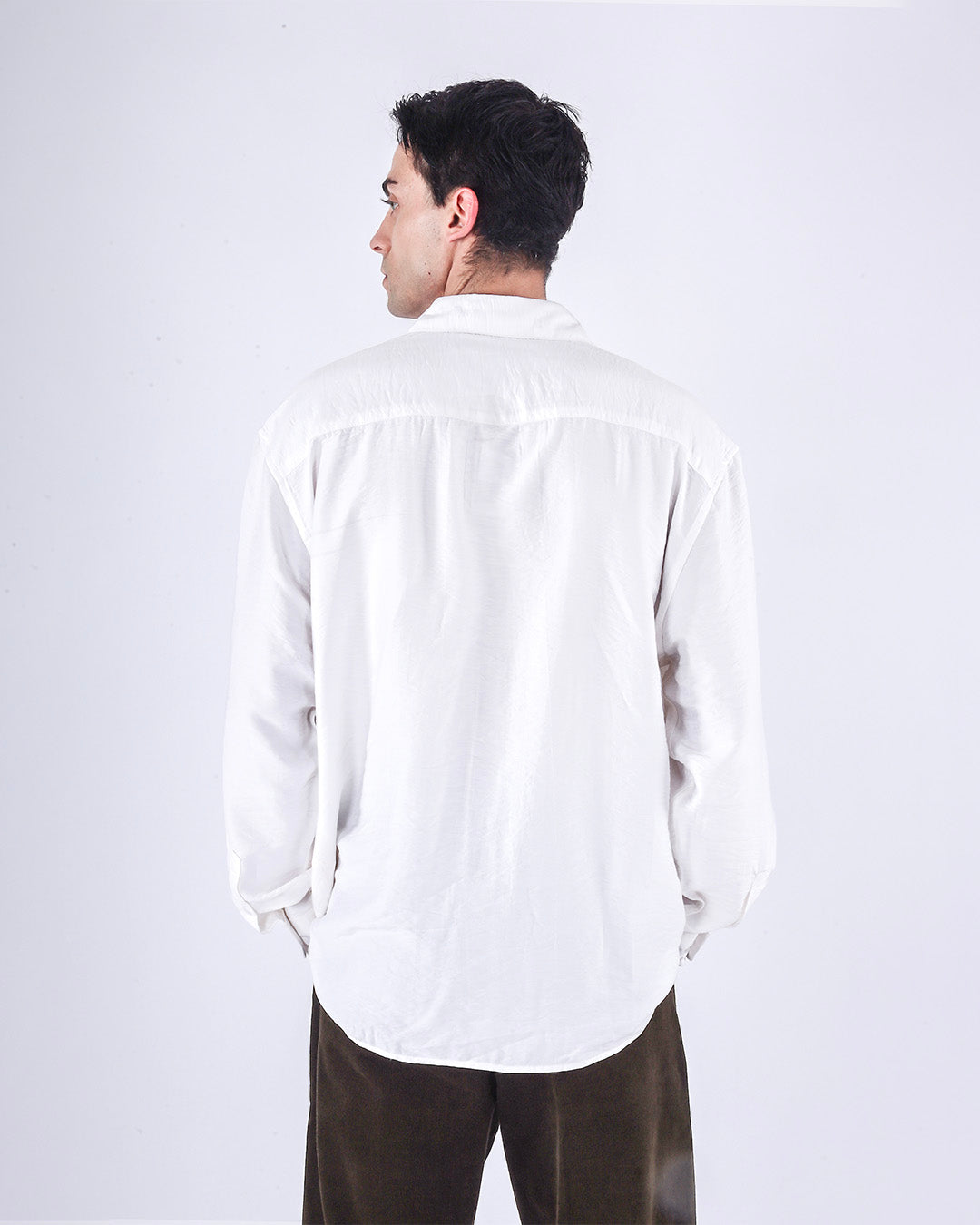 Relaxed Drape Over-Shirt In White