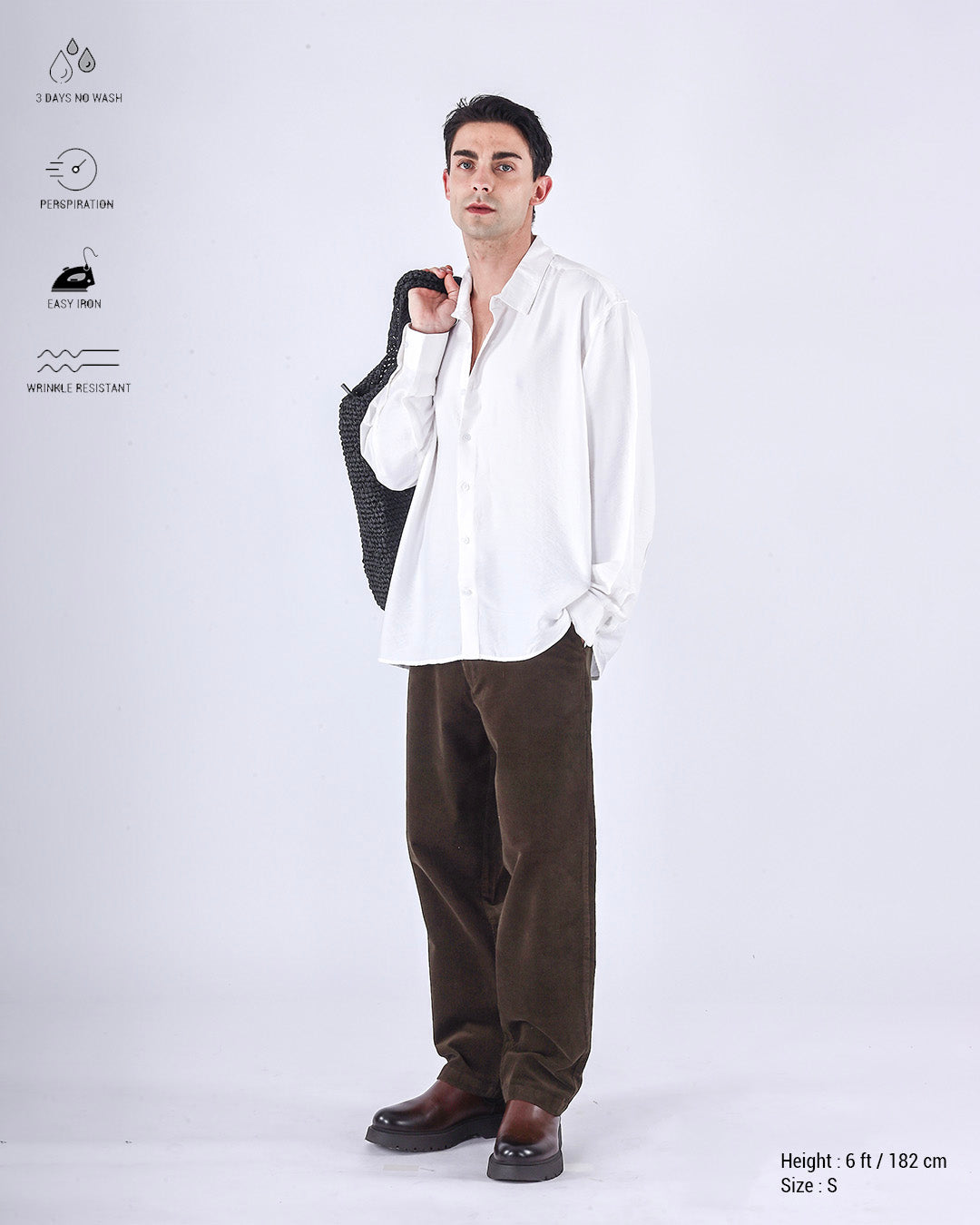 Relaxed Drape Over-Shirt In White