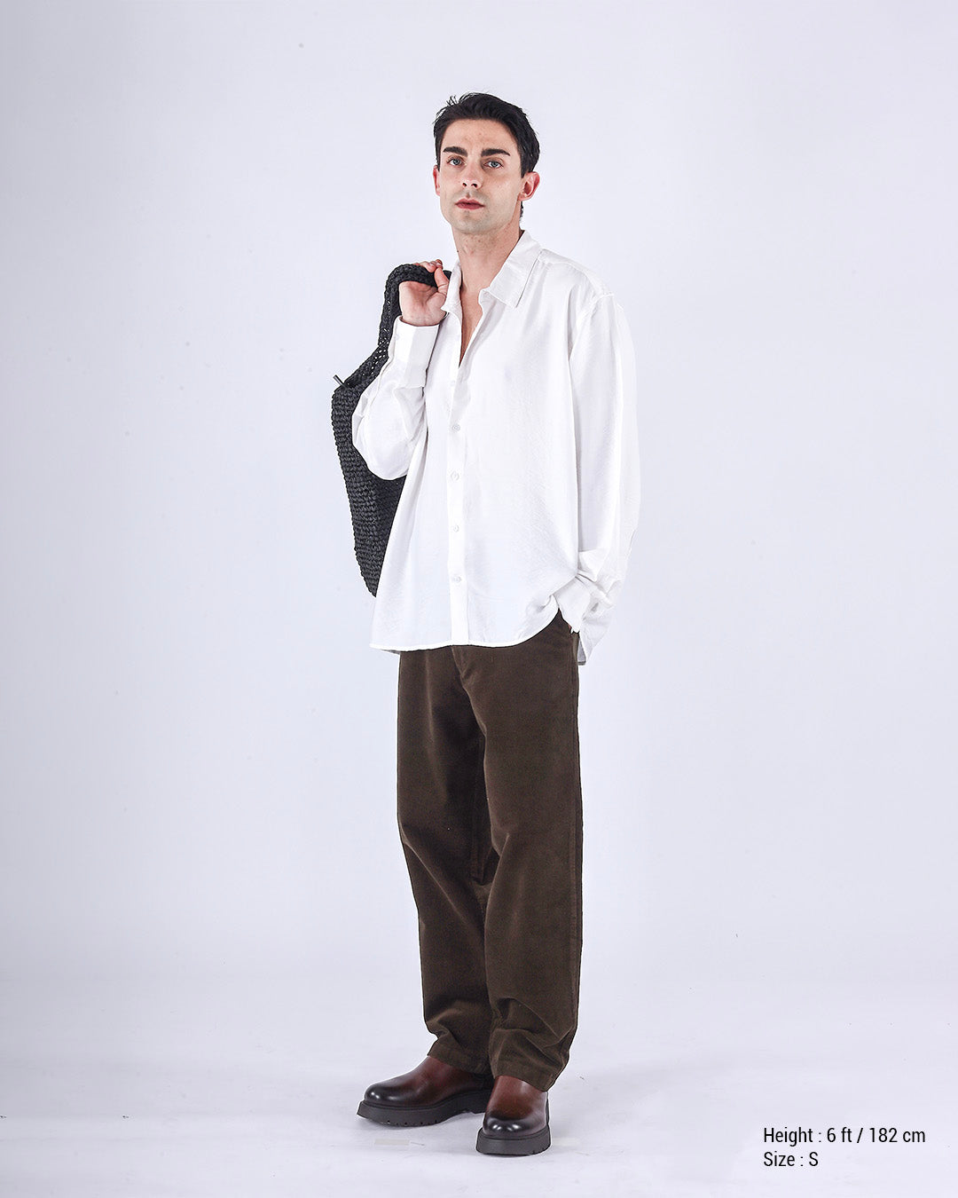 Relaxed Drape Over-Shirt In White