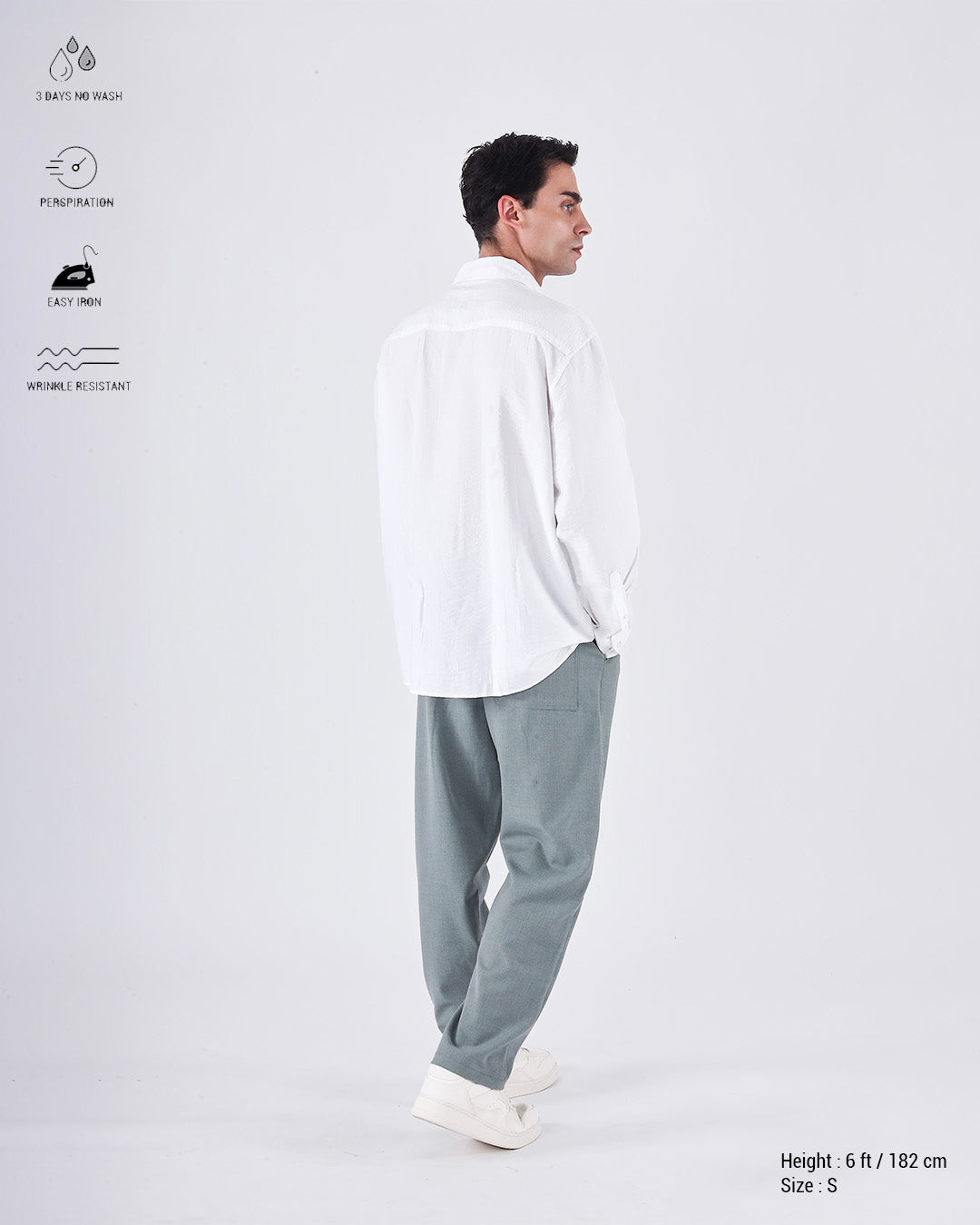 Relaxed Striped Drape Over-Shirt In White