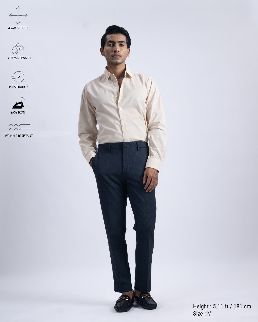Easy Iron Flexi Tailored Trouser In Navy