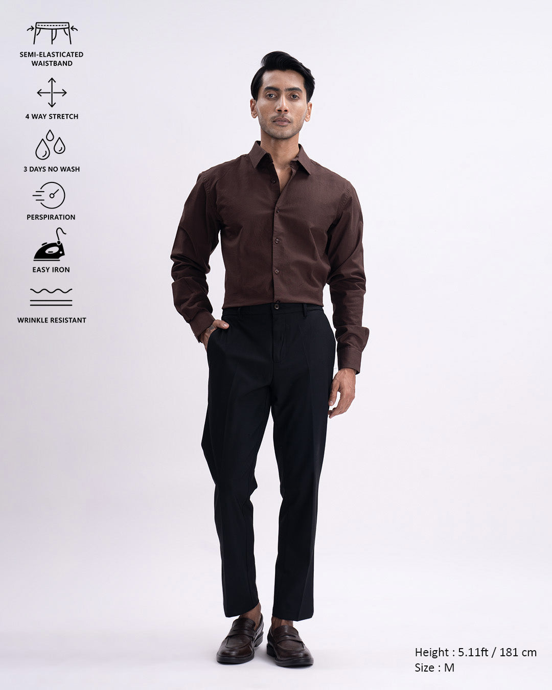 Easy Iron Flexi Tailored Trouser In Black