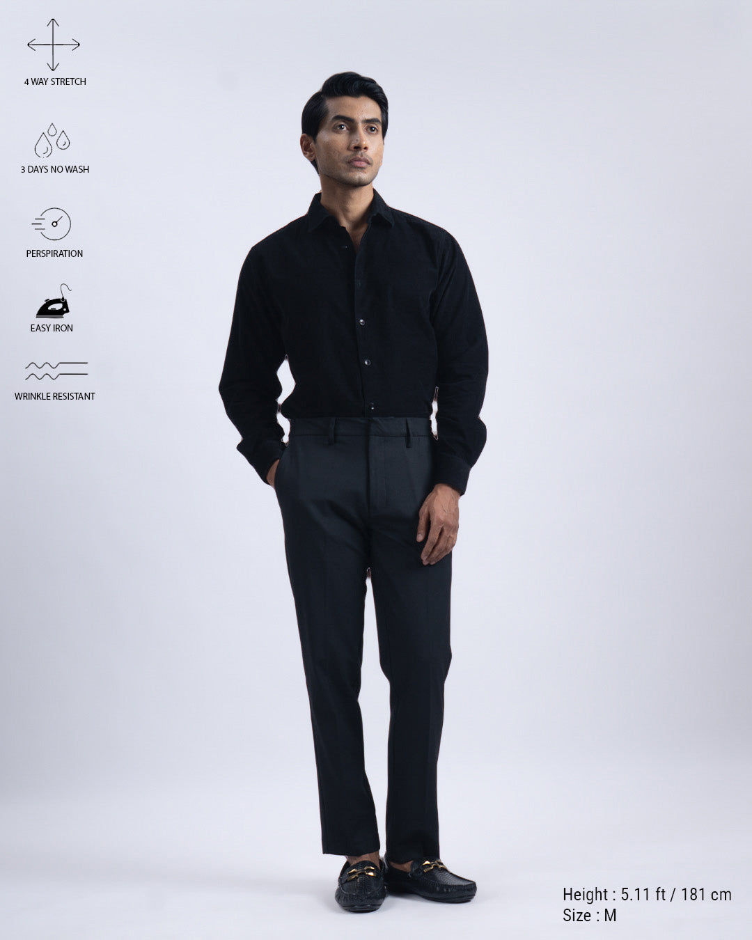 Easy Iron Flexi Tailored Trouser In Black