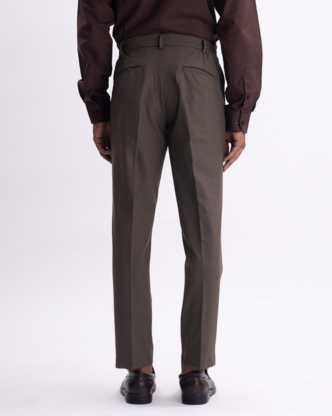 Easy Iron Flexi Tailored Trouser In Brown