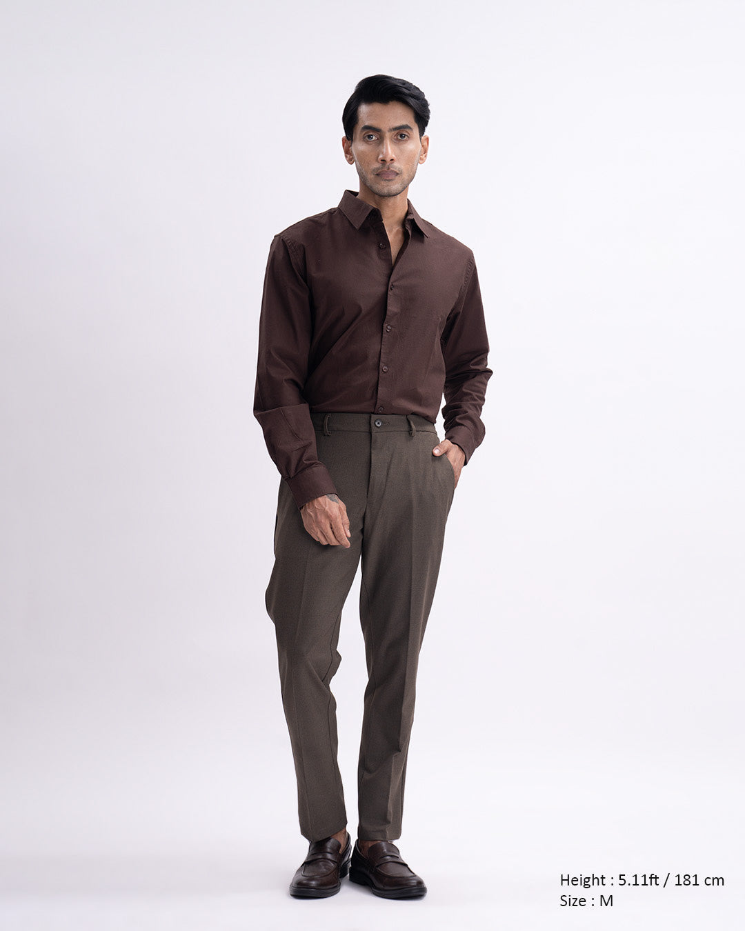 Easy Iron Flexi Tailored Trouser In Brown