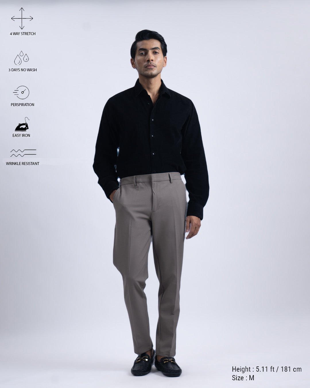 Easy Iron Flexi Tailored Trouser In Beige