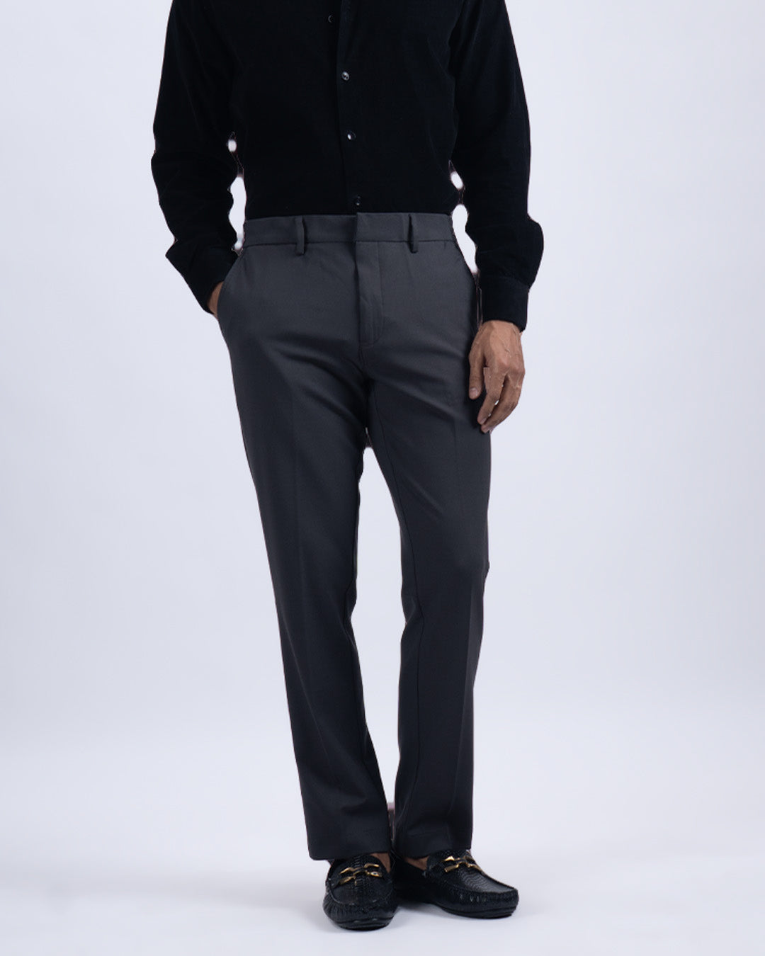 Easy Iron Flexi Tailored Trouser In Dark Grey
