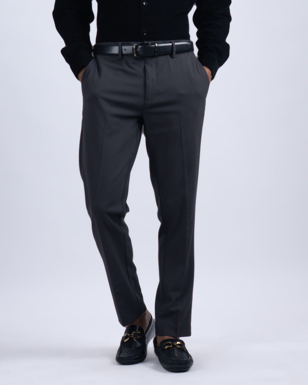 Easy Iron Flexi Tailored Trouser In Dark Grey