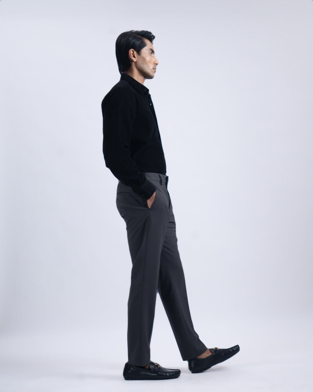 Easy Iron Flexi Tailored Trouser In Dark Grey
