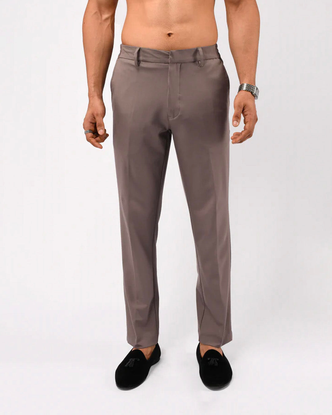 Easy Iron Flexi Tailored Trouser In Beige