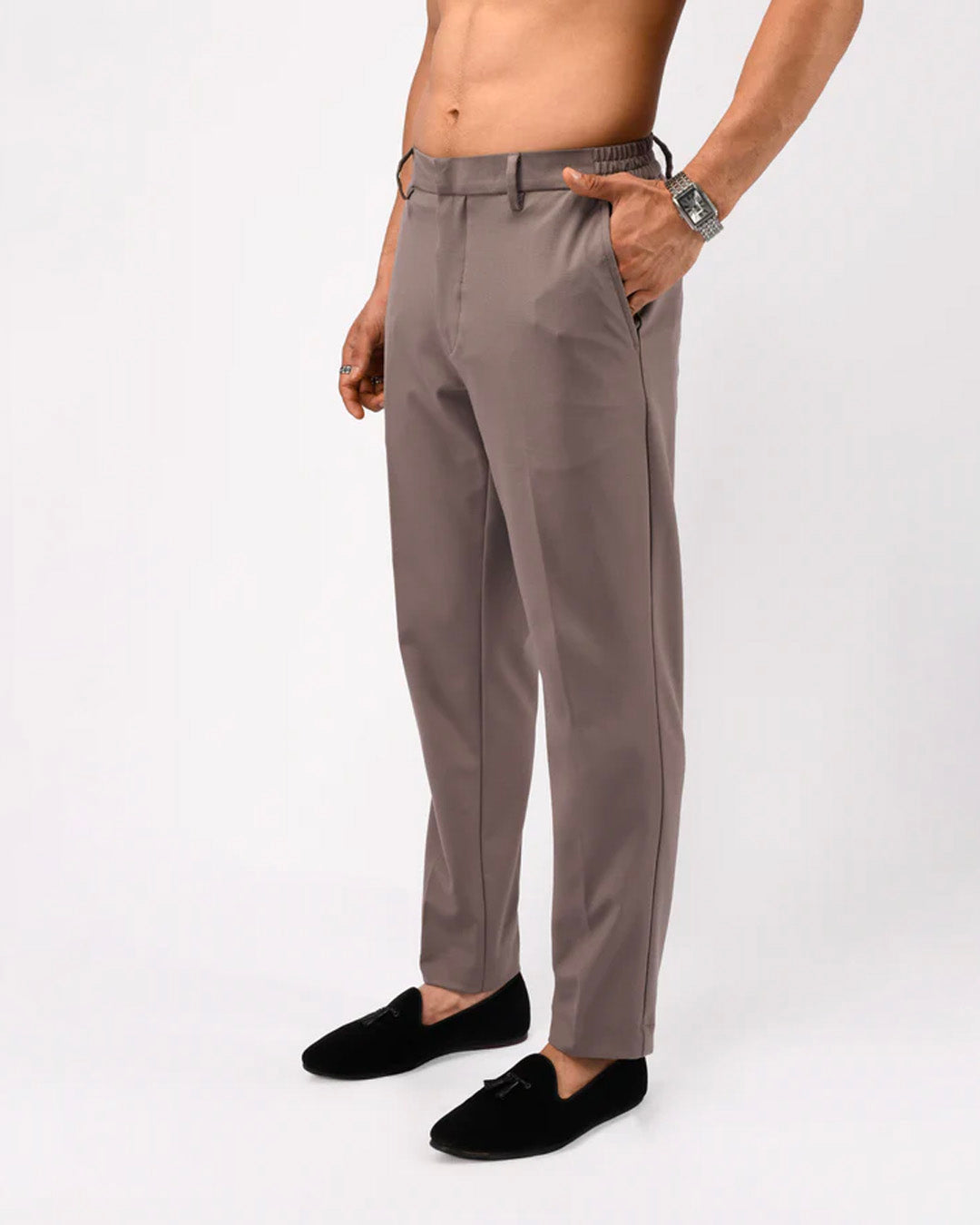 Easy Iron Flexi Tailored Trouser In Beige