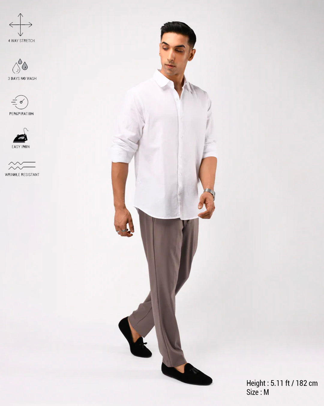 Easy Iron Flexi Tailored Trouser In Beige