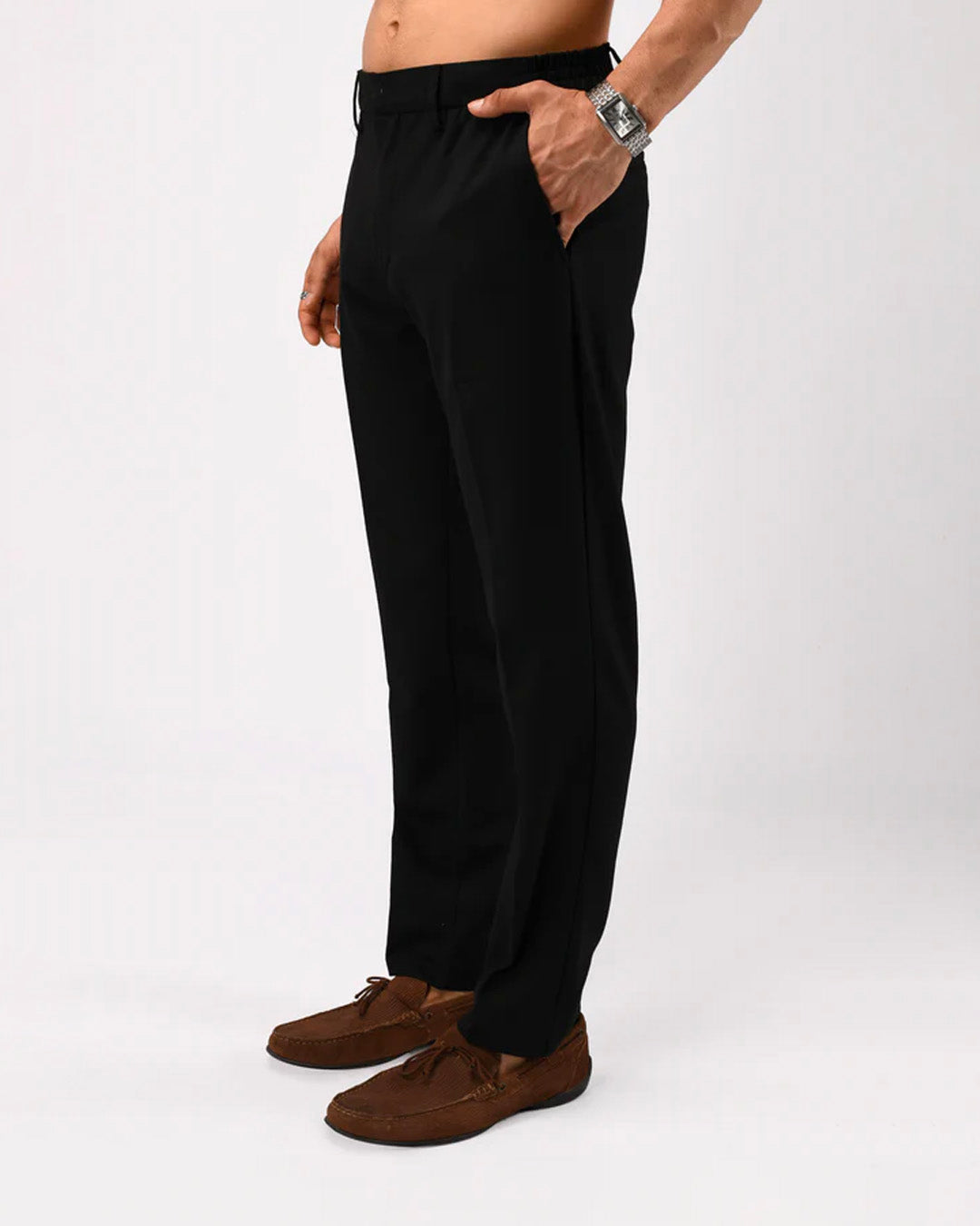 Easy Iron Flexi Tailored Trouser In Black
