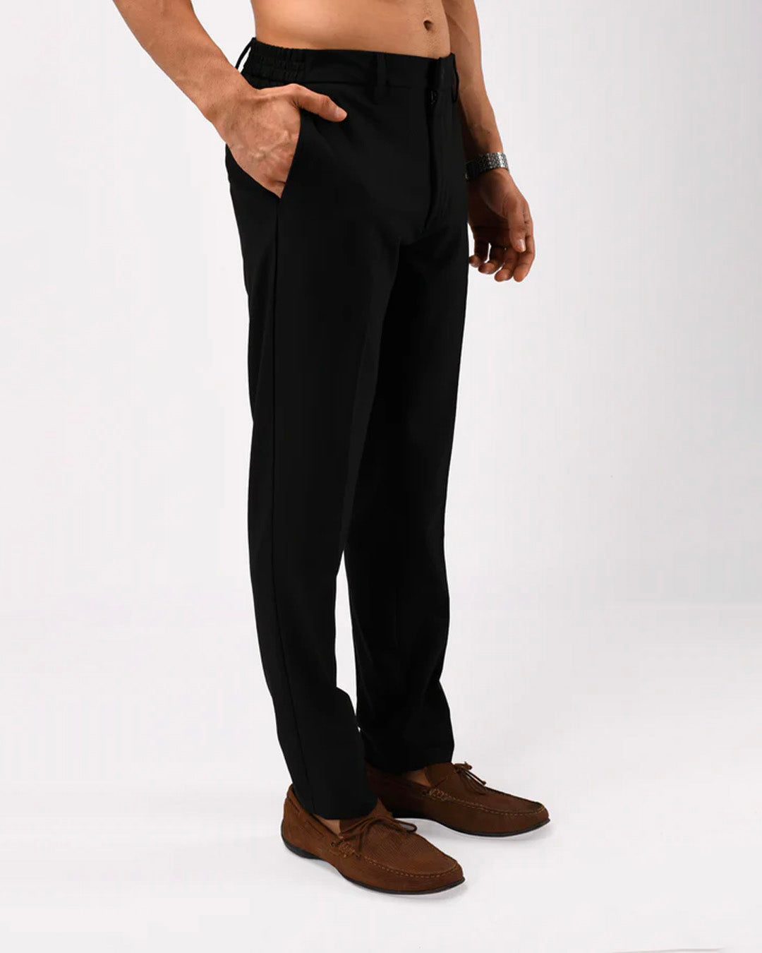 Easy Iron Flexi Tailored Trouser In Black