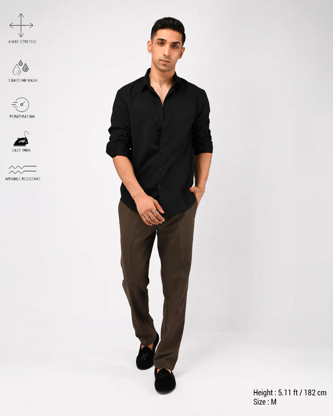 Easy Iron Flexi Tailored Trouser In Brown