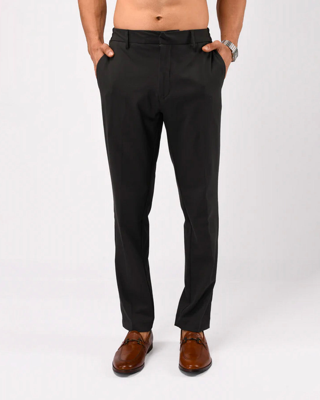 Easy Iron Flexi Tailored Trouser In Dark Grey