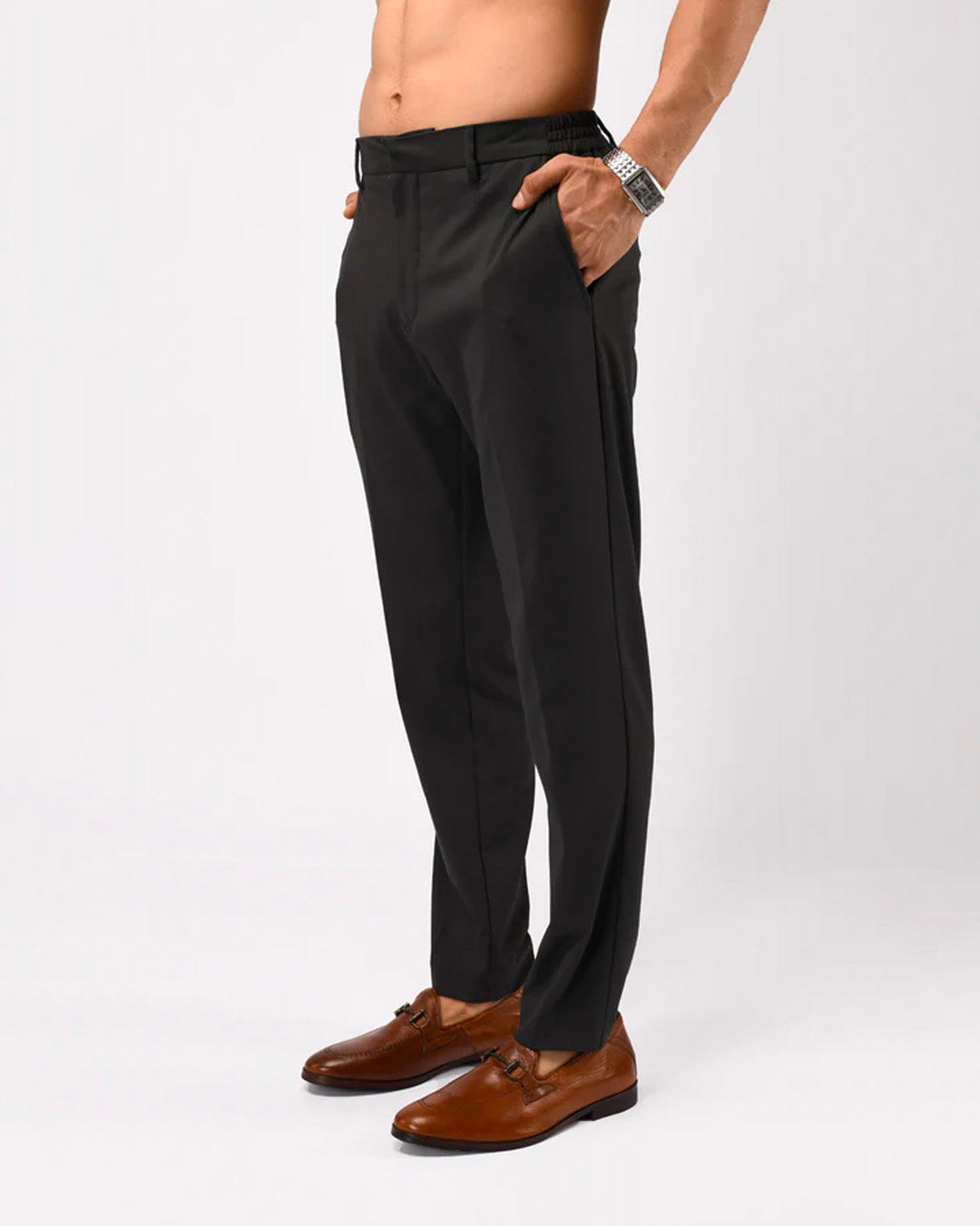 Easy Iron Flexi Tailored Trouser In Dark Grey