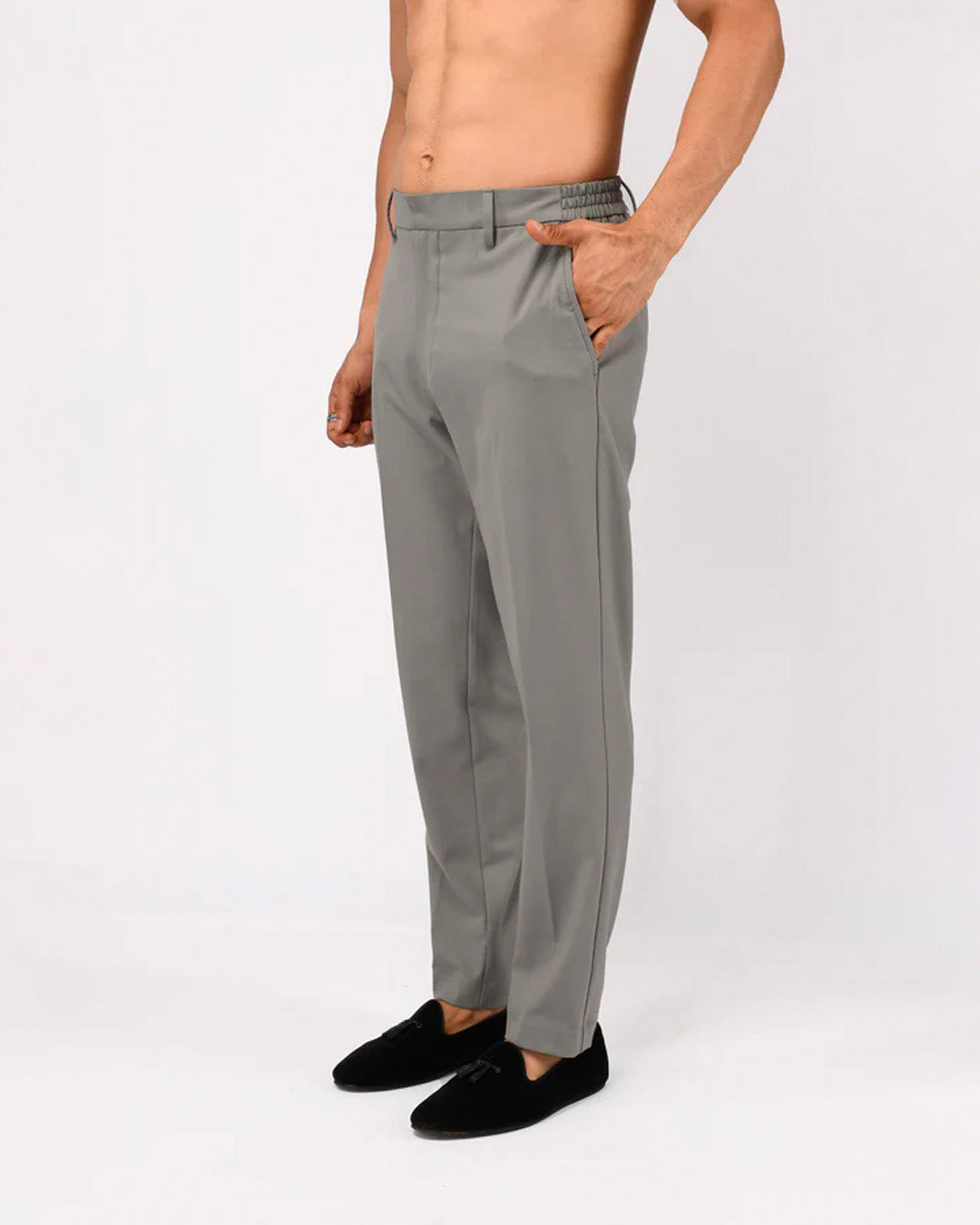 Easy Iron Flexi Tailored Trouser In Grey