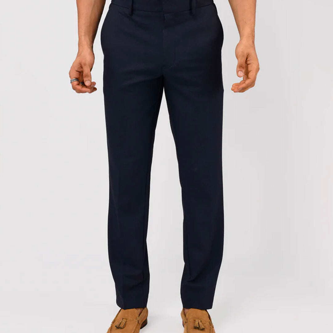 Easy Iron Flexi Tailored Trouser In Navy