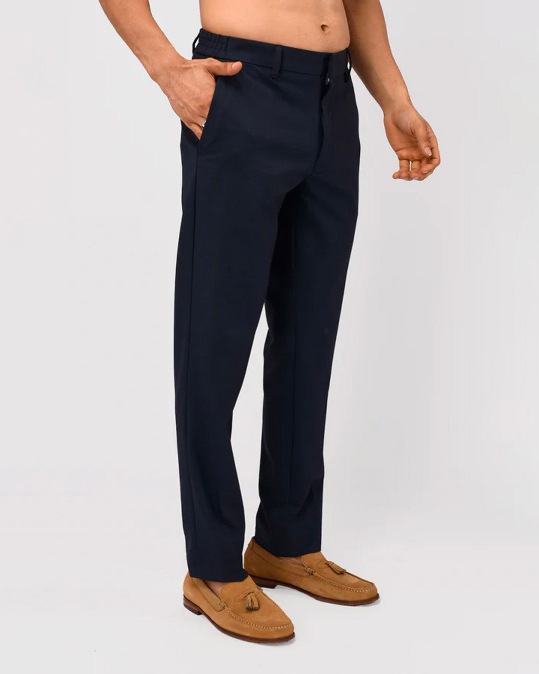 Easy Iron Flexi Tailored Trouser In Navy