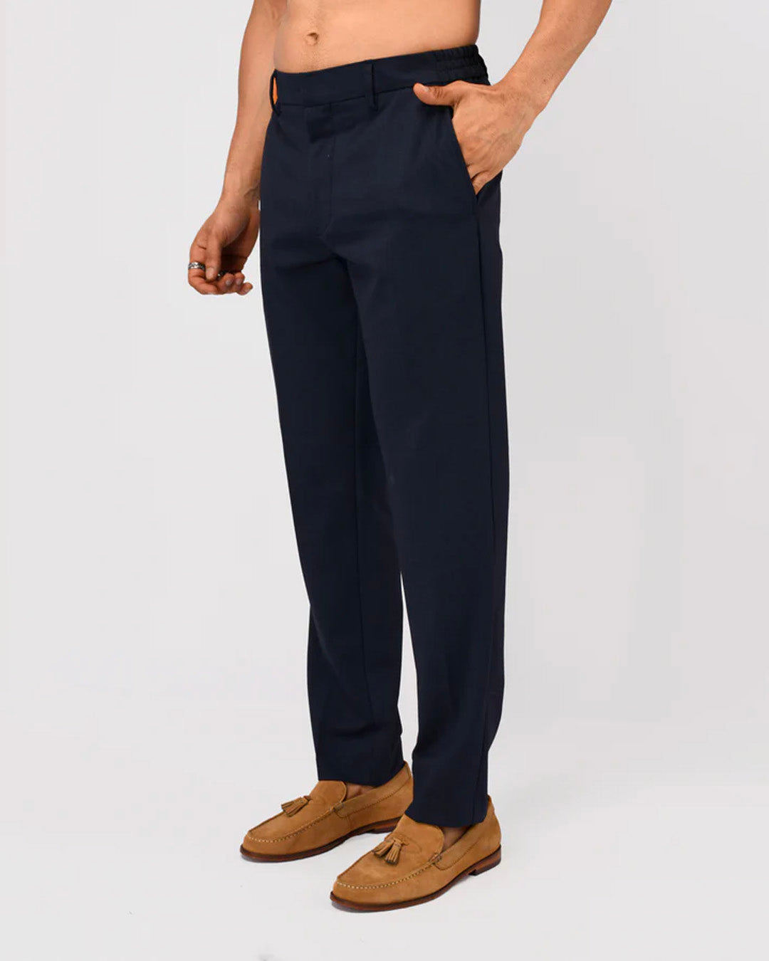 Easy Iron Flexi Tailored Trouser In Navy