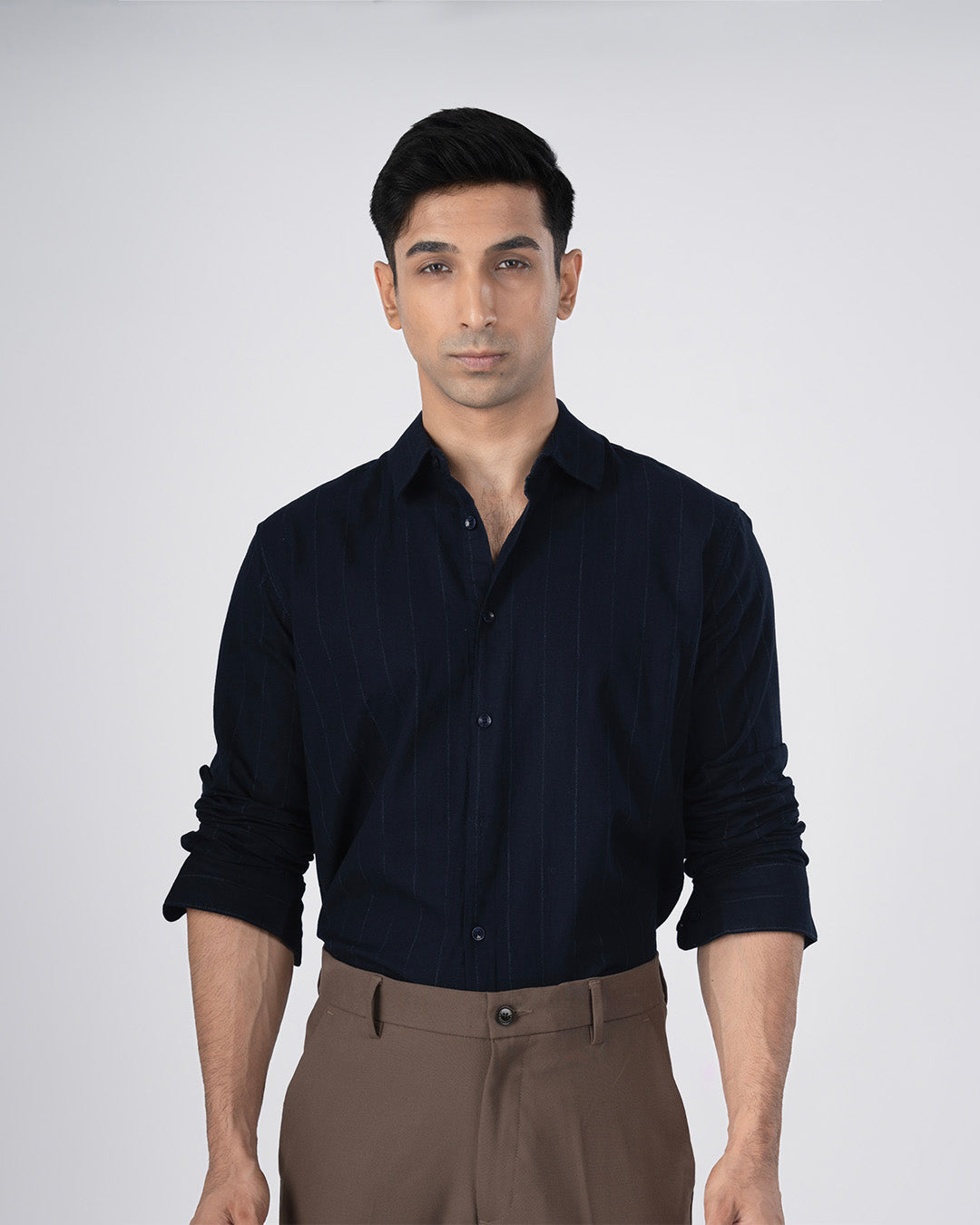 Soft Stripe Tailored Shirt In Navy