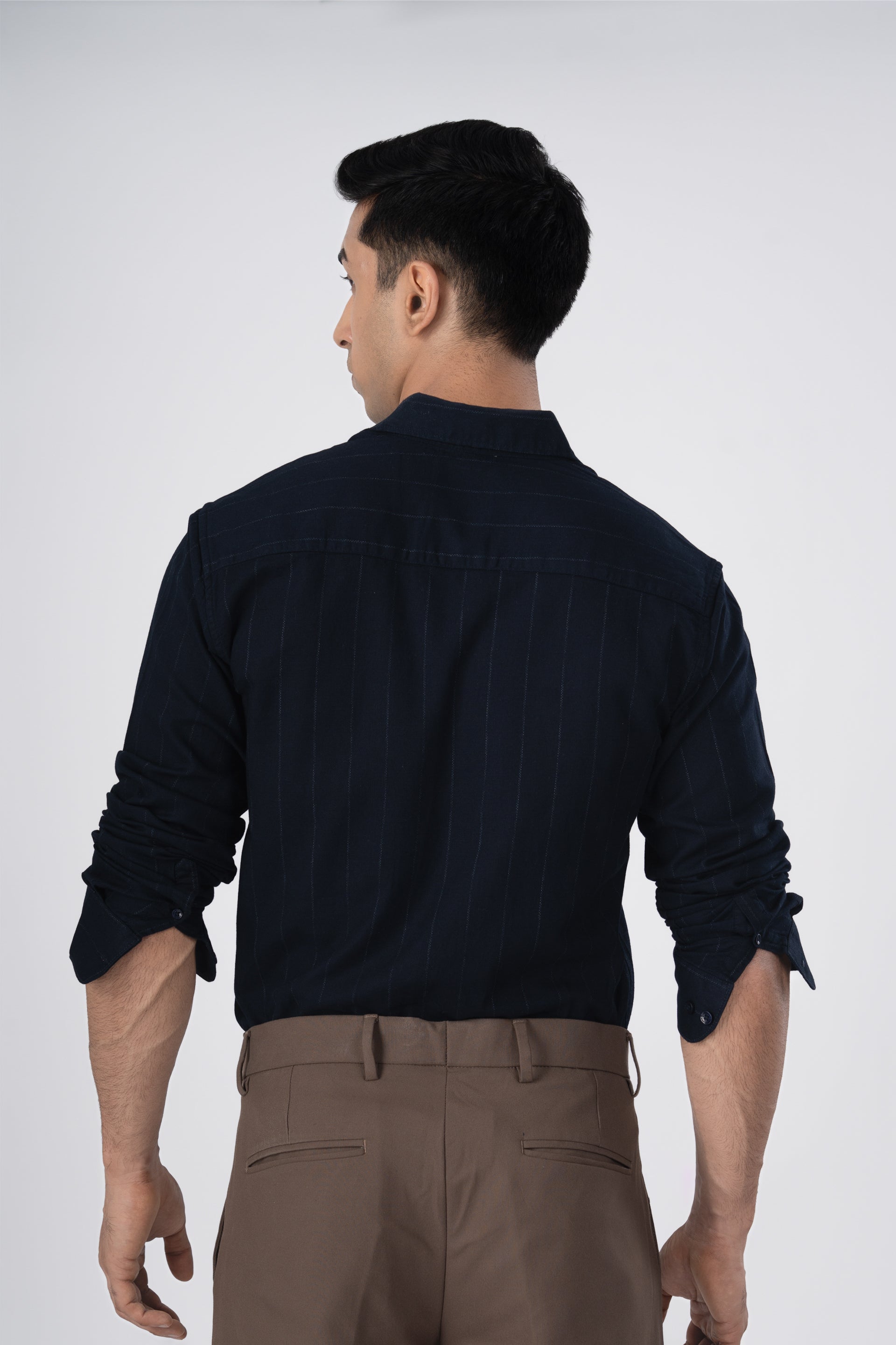 Soft Stripe Tailored Shirt In Navy