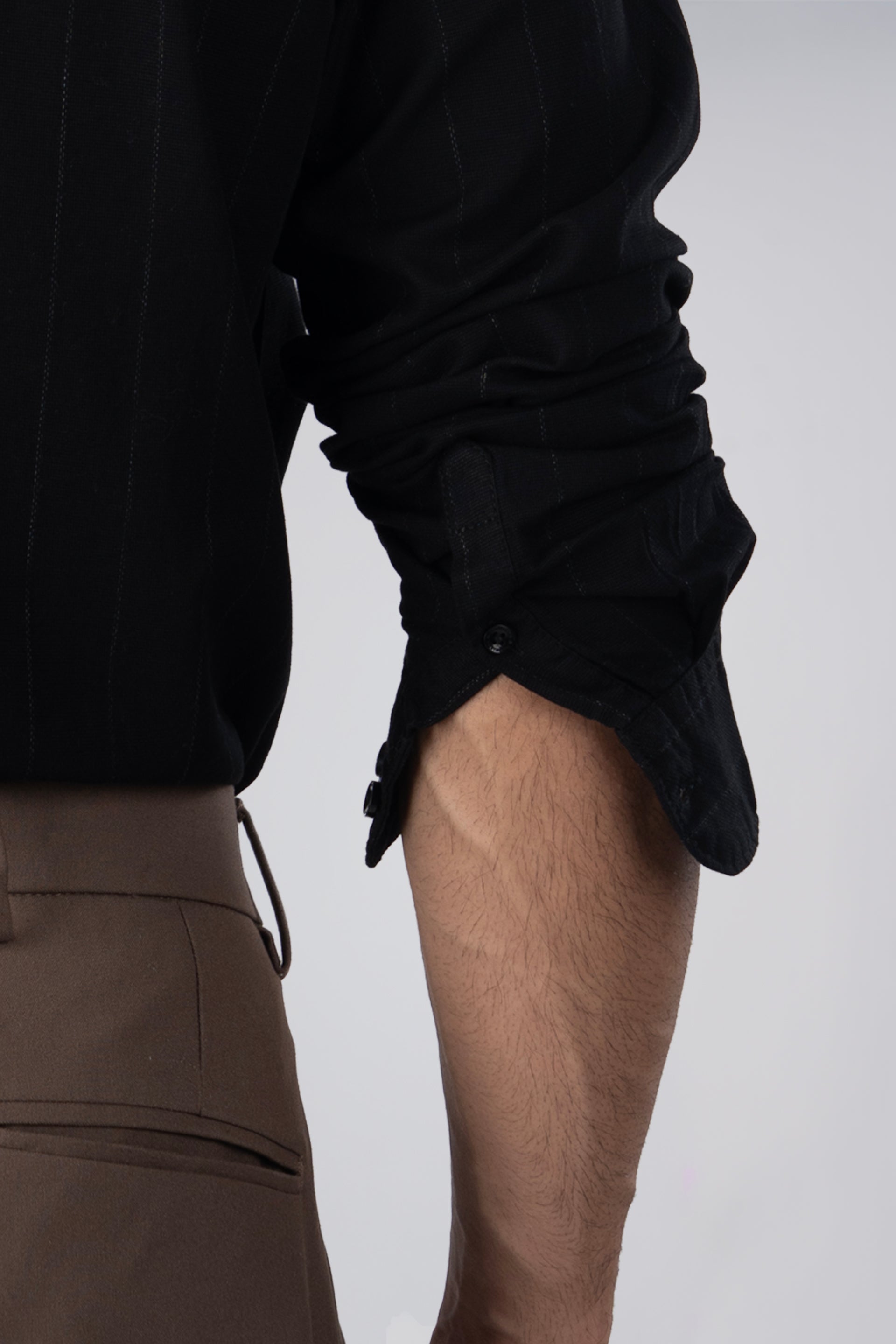 Soft Stripe Tailored Shirt In Black
