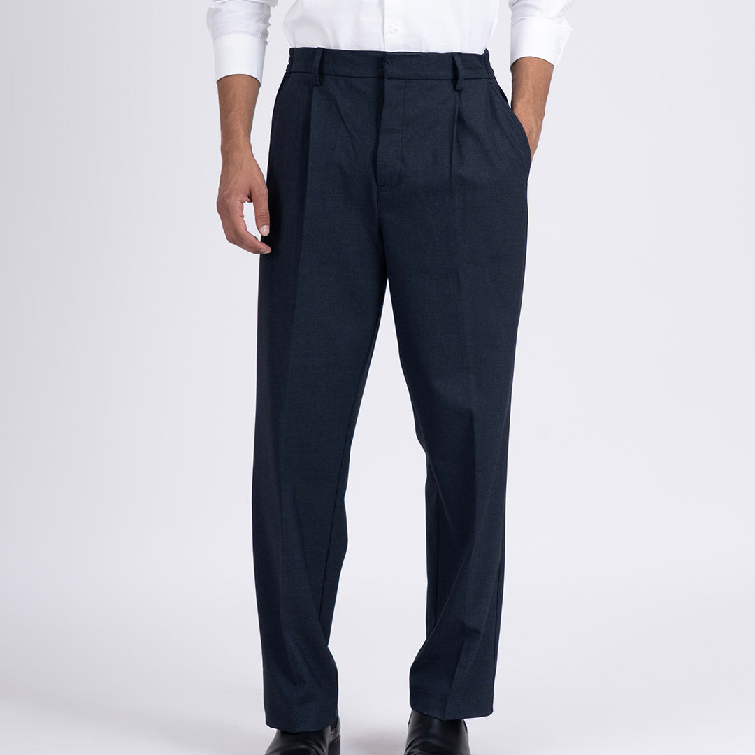 Easy Iron Flexi Relaxed Trouser In Navy