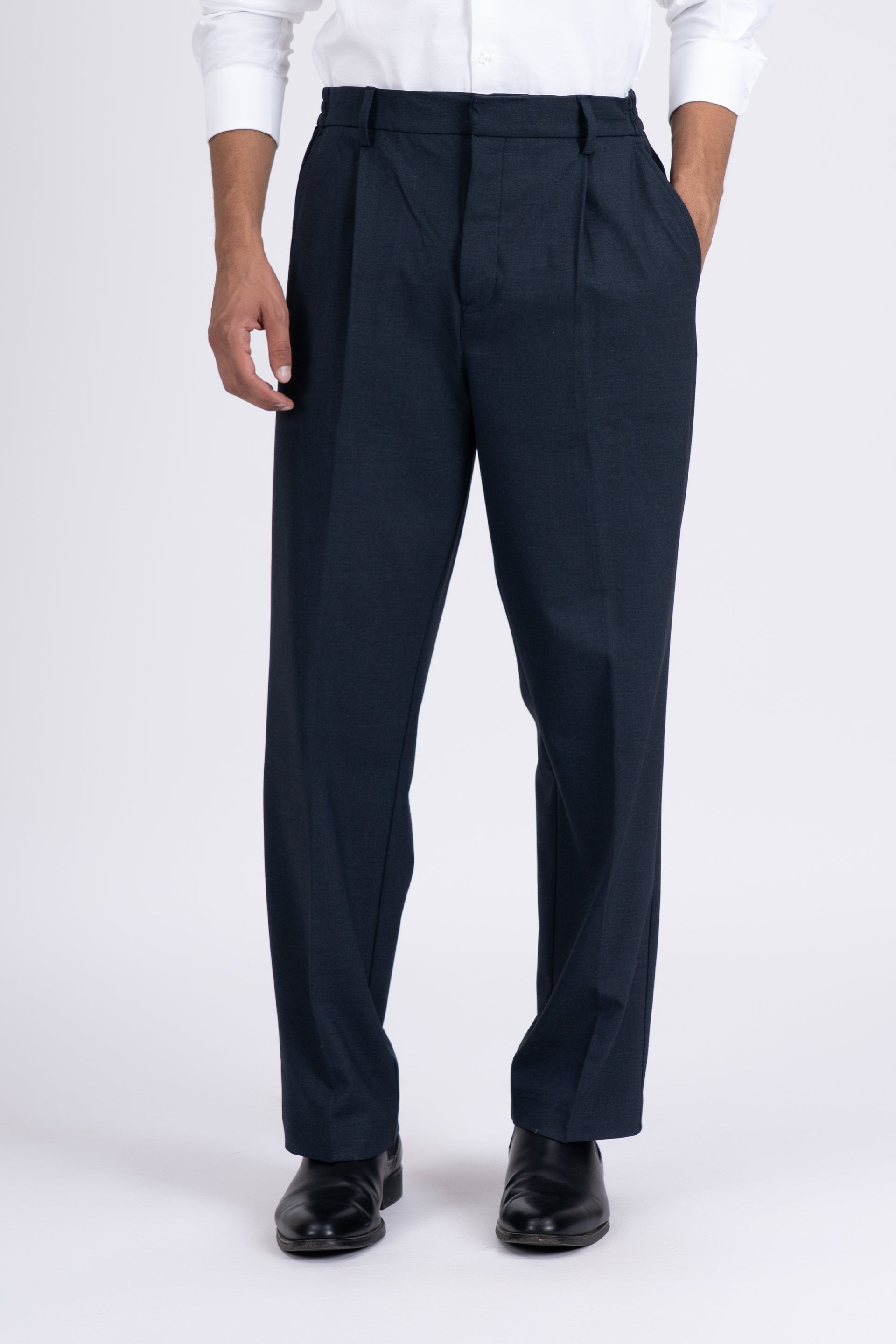 Easy Iron Flexi Relaxed Trouser In Blue