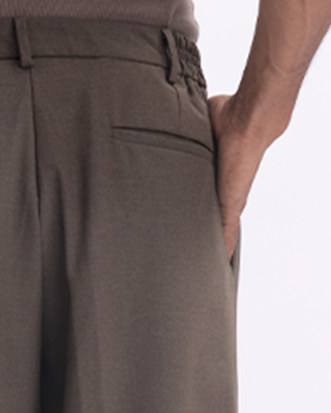 Easy Iron Flexi Relaxed Trouser In Brown
