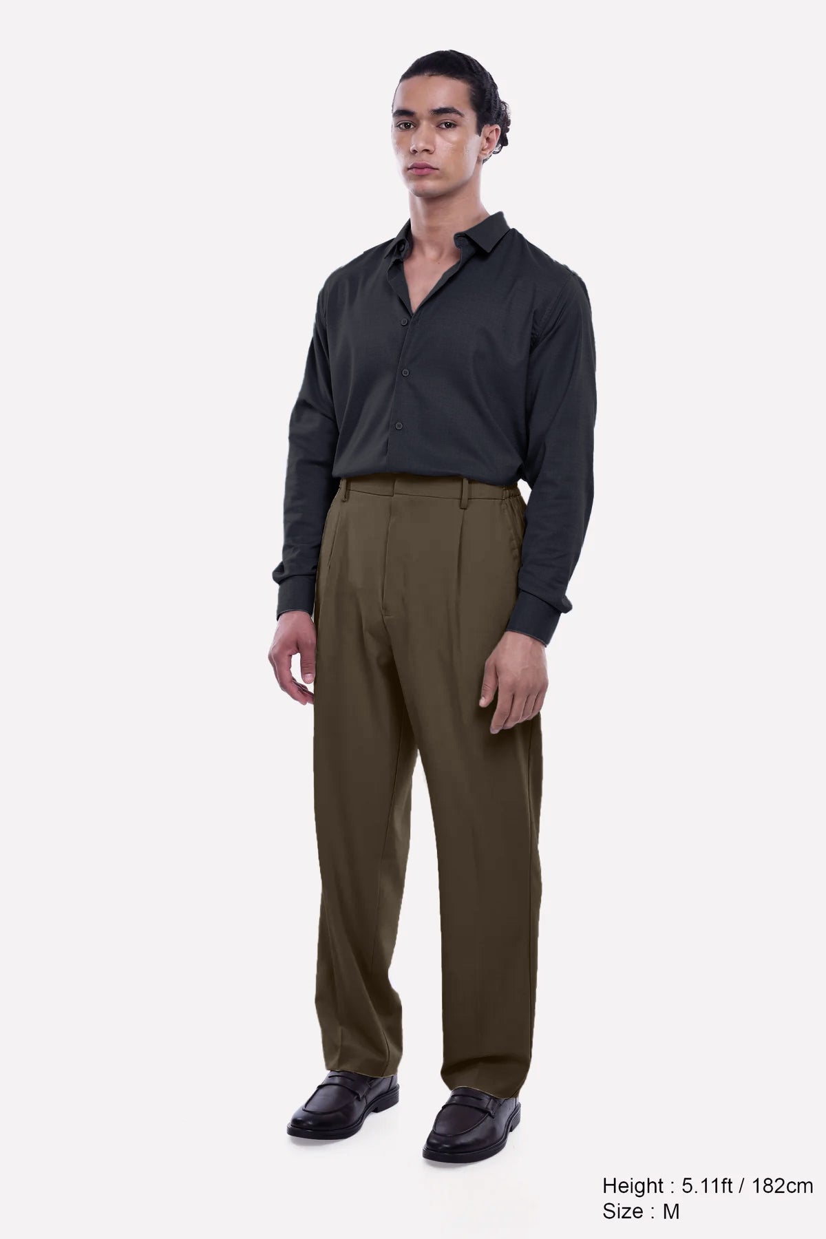 Easy Iron Flexi Relaxed Trouser In Brown