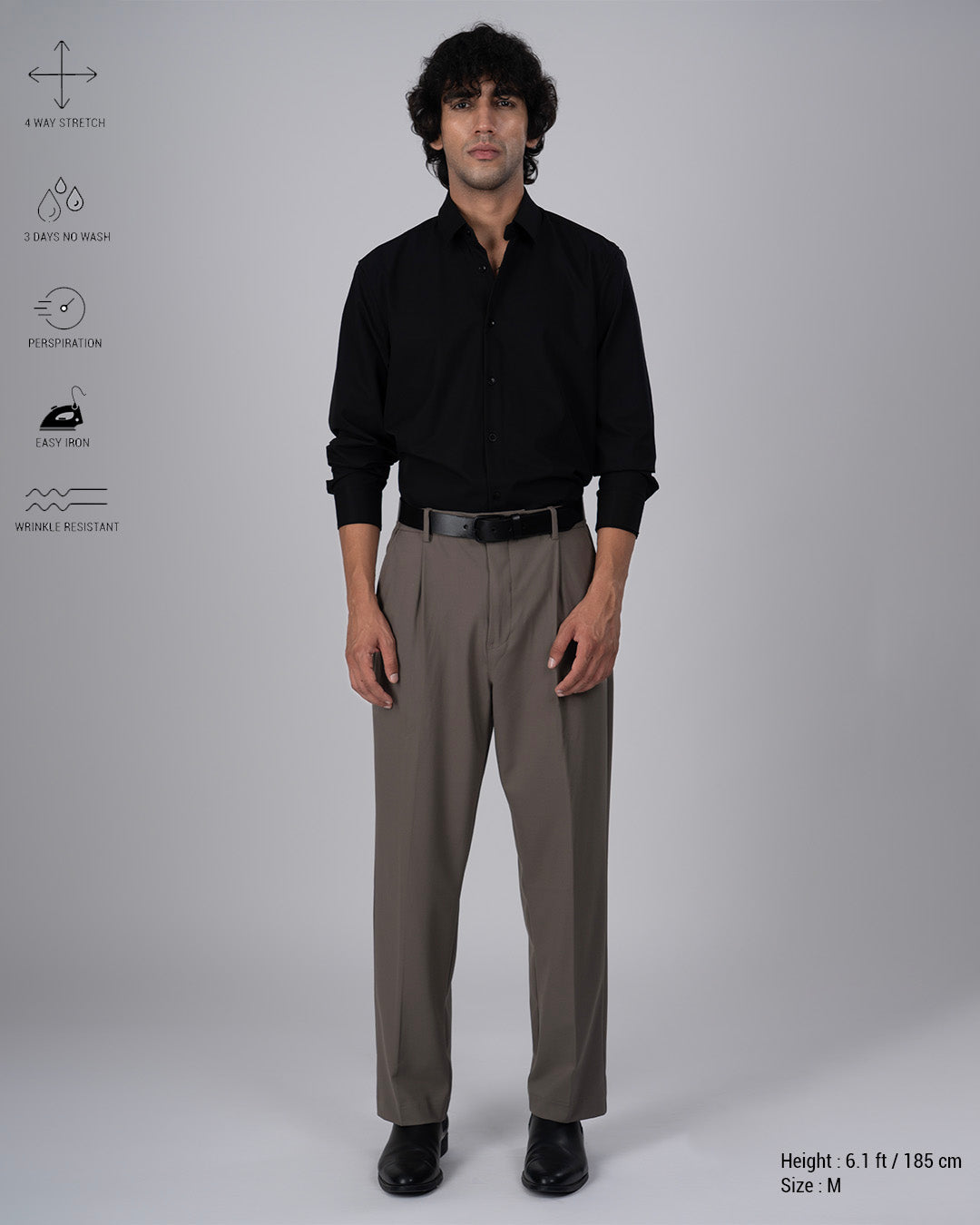 Easy Iron Flexi Relaxed Trouser In Beige