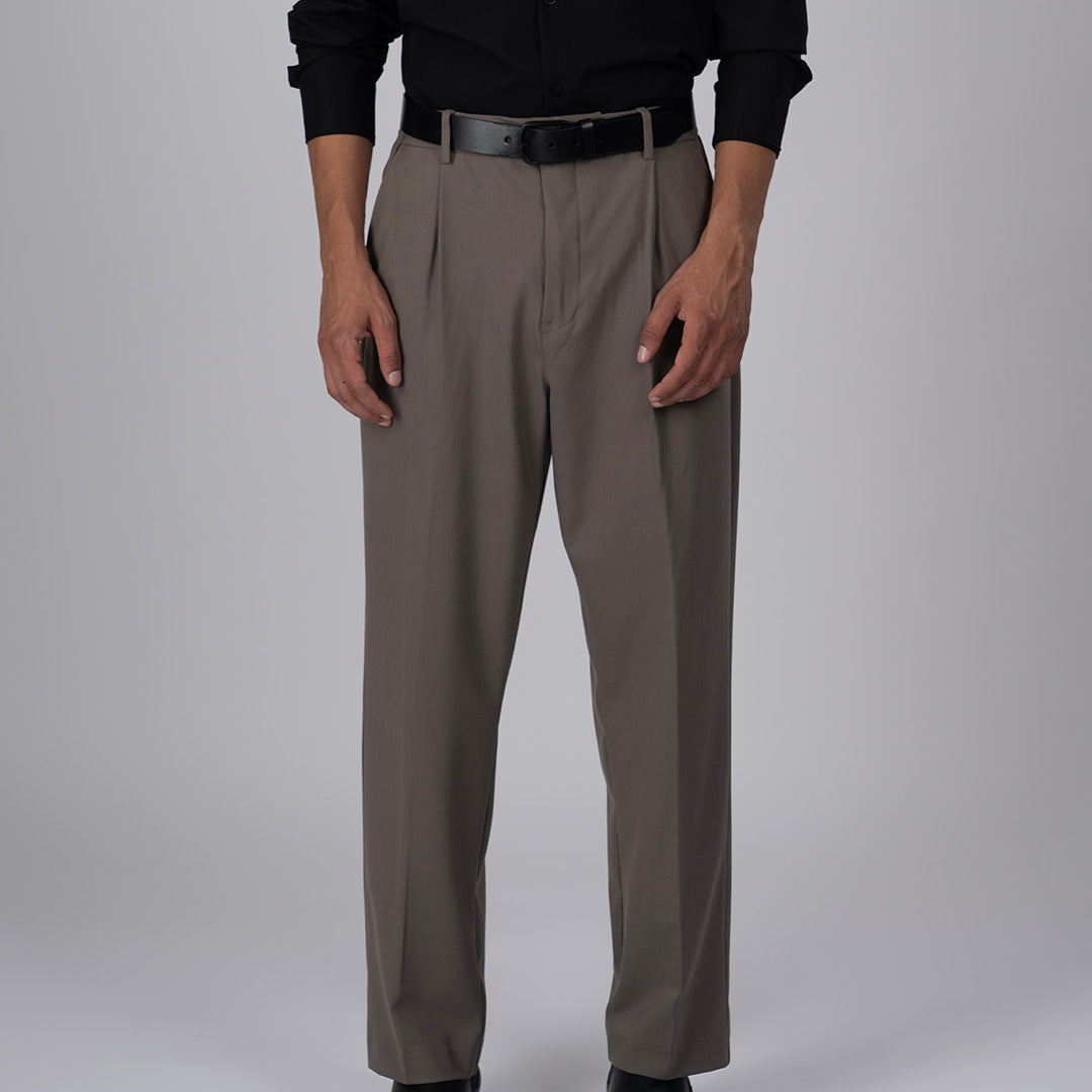 Easy Iron Flexi Relaxed Trouser In Beige