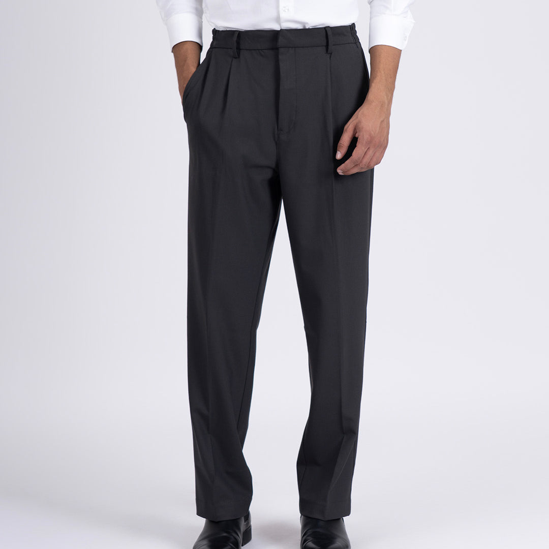 Easy Iron Flexi Relaxed Trouser In Dark Grey