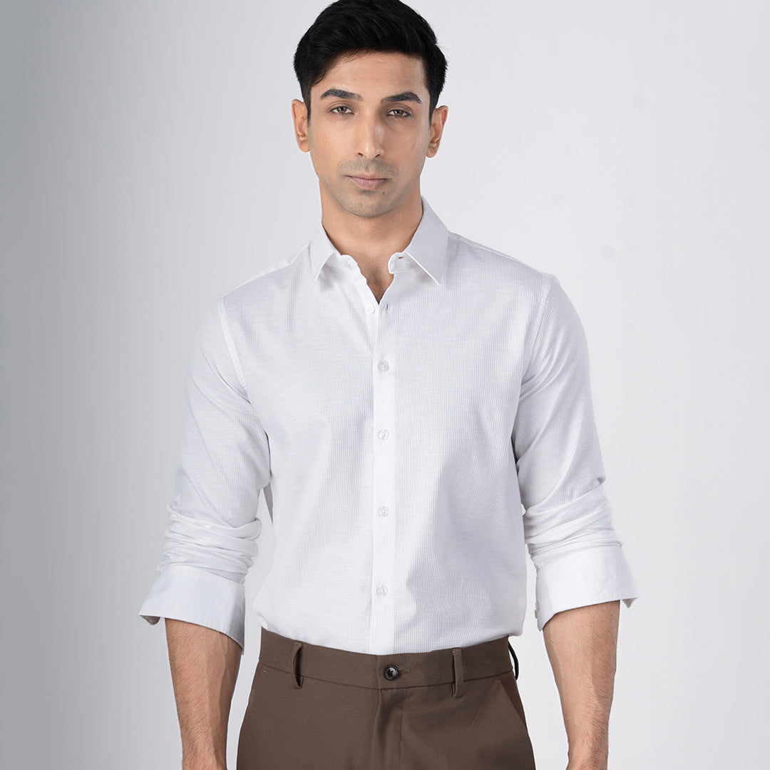 Easy Iron Textured Shirt In White