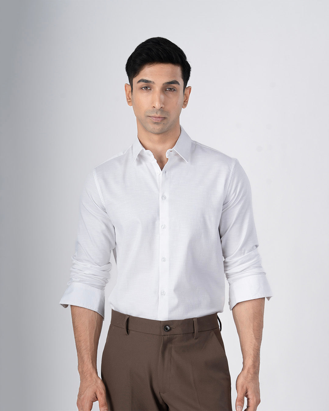 Easy Iron Textured Shirt In White