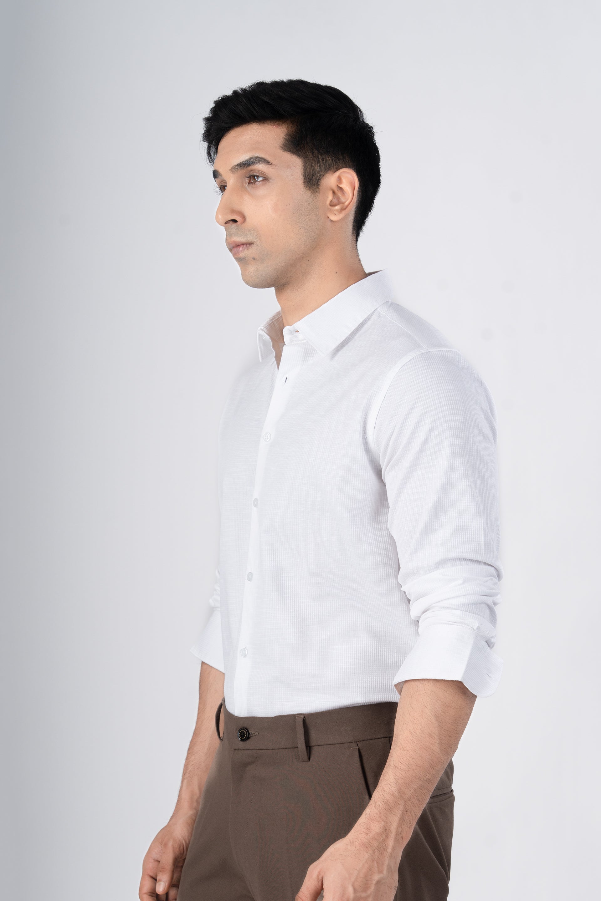 Easy Iron Textured Shirt In White