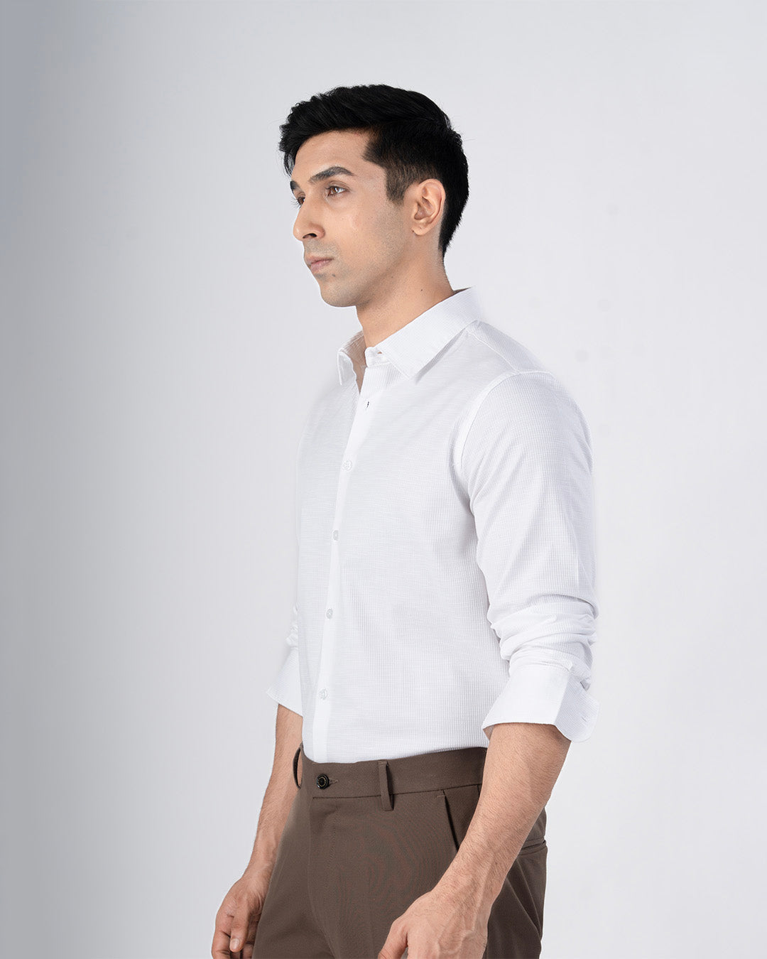 Easy Iron Textured Shirt In White