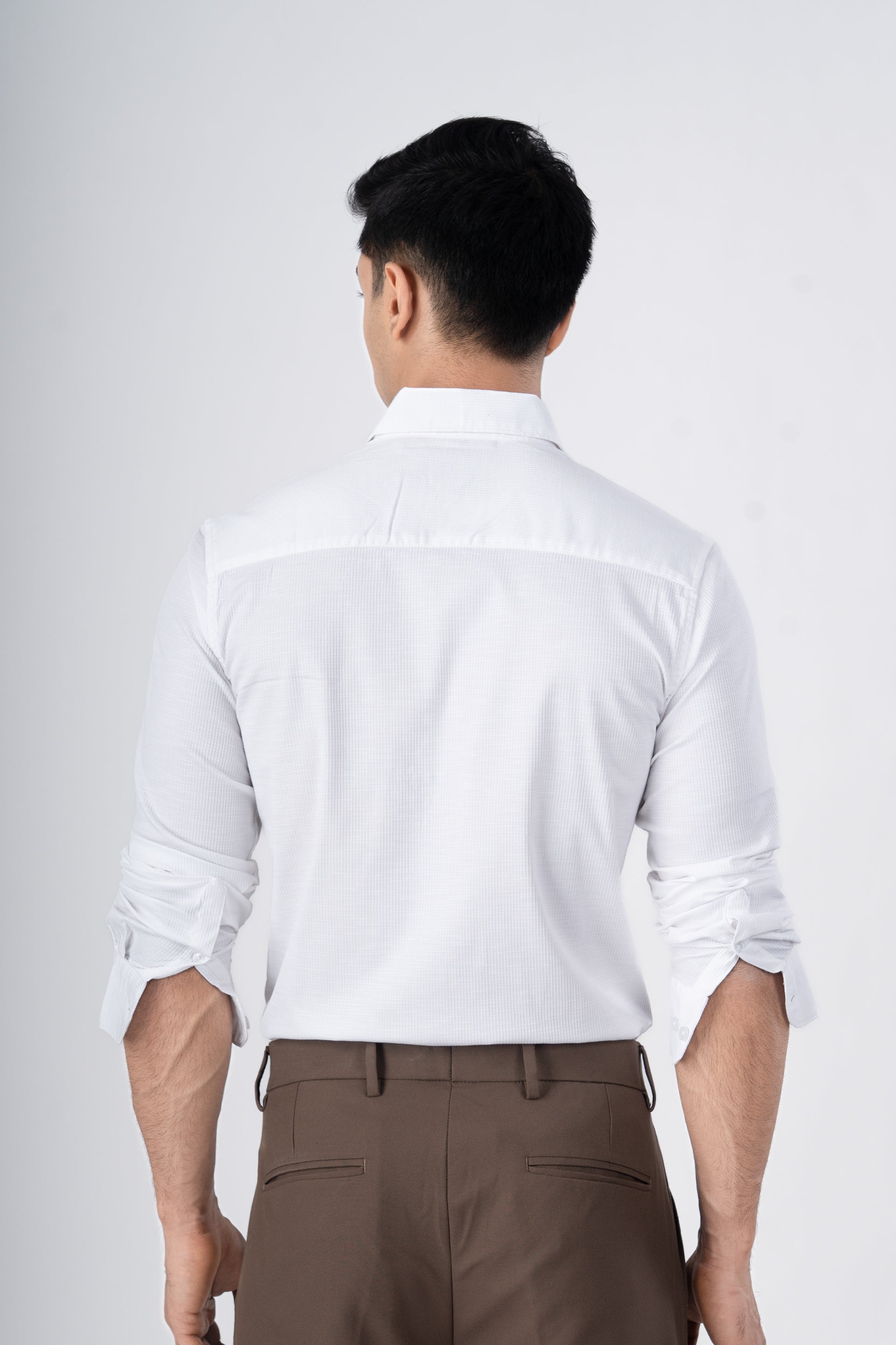 Easy Iron Textured Shirt In White
